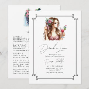 Drunk in Love Bachelorette Weekend Itinerary Invitation
