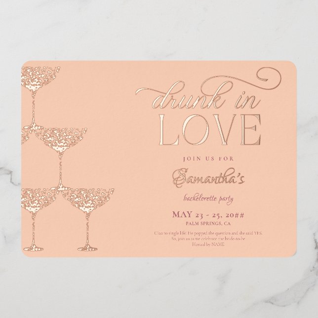 Drunk In Love Champagne Tower Peach Bachelorette (Front)