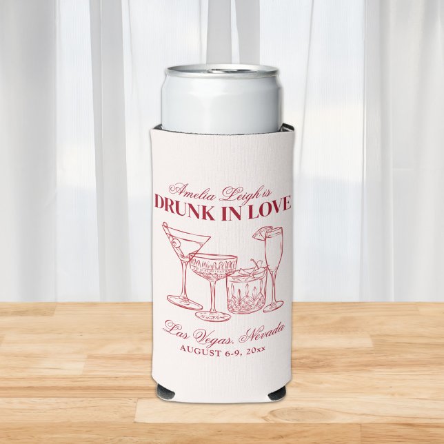 Drunk In Love Cocktails Bachelorette Weekend Seltzer Can Cooler (Creator Uploaded)
