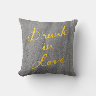 Drunk in Love Gold & Granite Outdoor Pillow
