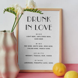 Drunk in love. Minimalist modern wedding drinks Poster