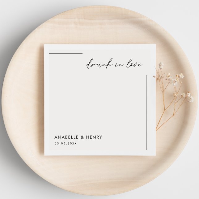 Drunk in Love Minimalist Script & Line Wedding Napkin (Creator Uploaded)
