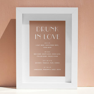 Drunk in love. Pale pink modern wedding drinks Poster