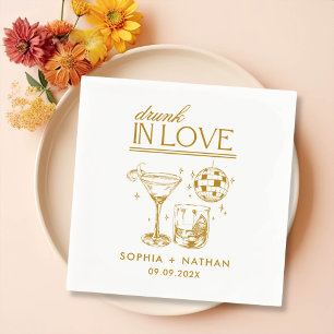 Drunk In Love Personalised Beach Cocktail Wedding Napkin