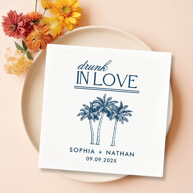 Drunk In Love Personalised Beach Wedding Napkin (Creator Uploaded)