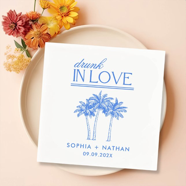 Drunk In Love Personalised Beach Wedding Napkin (Creator Uploaded)