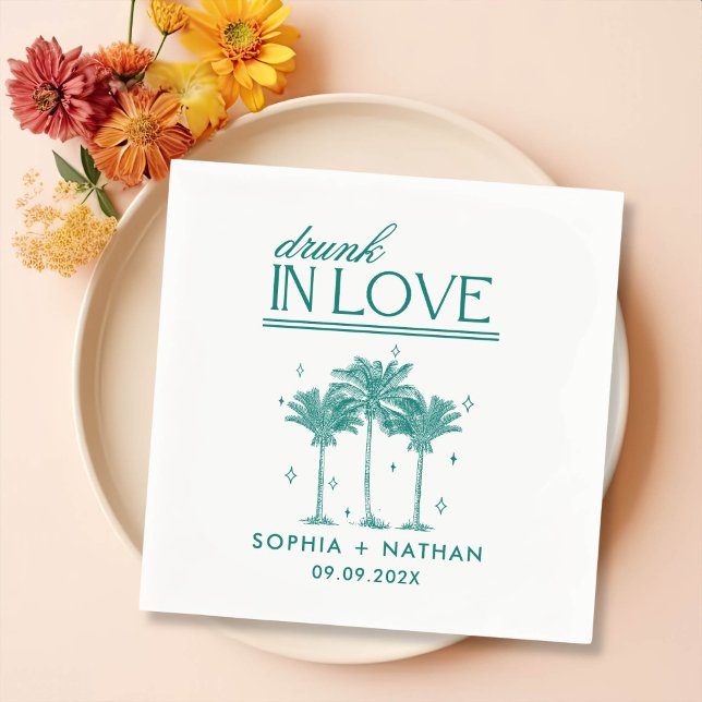 Drunk In Love Personalised Beach Wedding Napkin (Creator Uploaded)