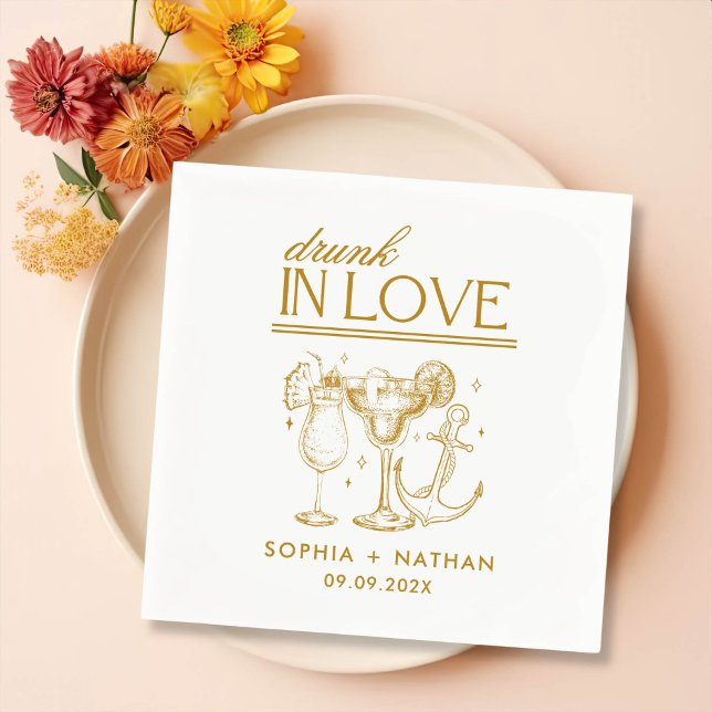 Drunk In Love Personalised Beach Wedding Napkins (Creator Uploaded)