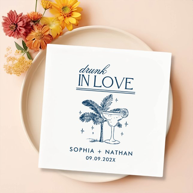 Drunk In Love Personalised Beach Wedding Napkins (Creator Uploaded)