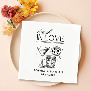 Drunk In Love Personalised Disco Cocktail Wedding Napkin