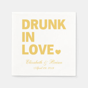 "Drunk in love" Personalised Golden Wedding Napkin