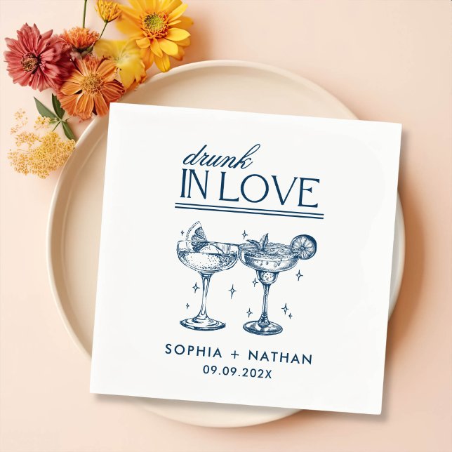Drunk In Love Personalised Wine Glasses Wedding Na Napkin (Creator Uploaded)