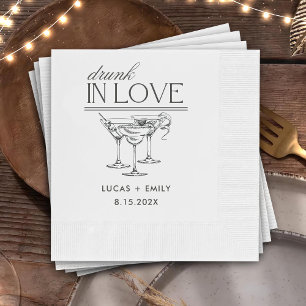 Drunk In Love Personalised Wine Glasses Wedding Napkin