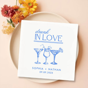 Drunk In Love Personalised Wine Glasses Wedding Napkin