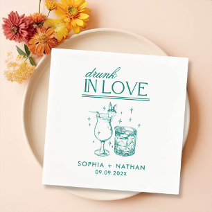 Drunk In Love Personalised Wine Glasses Wedding Napkin