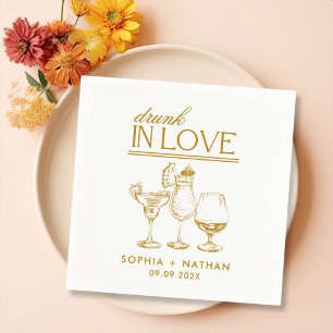 Drunk In Love Personalised Wine Glasses Wedding Napkin