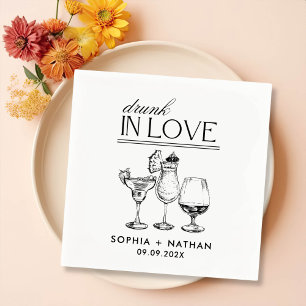 Drunk In Love Personalised Wine Glasses Wedding Napkin