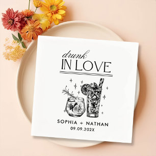 Drunk In Love Personalised Wine Glasses Wedding Napkin