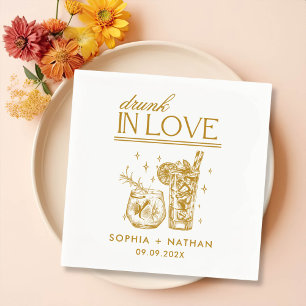 Drunk In Love Personalised Wine Glasses Wedding Napkin