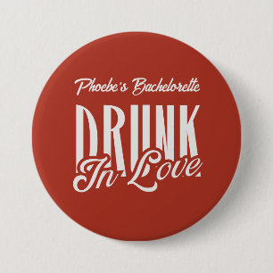 Drunk in Love Red Custom Name Bachelorette Retro 7.5 Cm Round Badge
