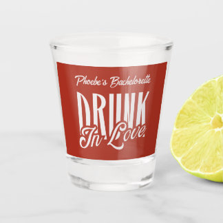 Drunk in Love Red Custom Name Bachelorette Retro Shot Glass