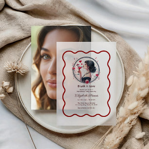 Drunk in Love Romantic Cocktail Bachelorette Party Vellum Invitations