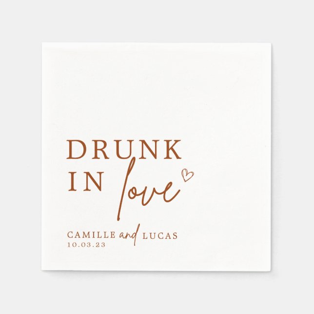 Drunk In Love Terracotta Rust Personalised Napkins (Front)