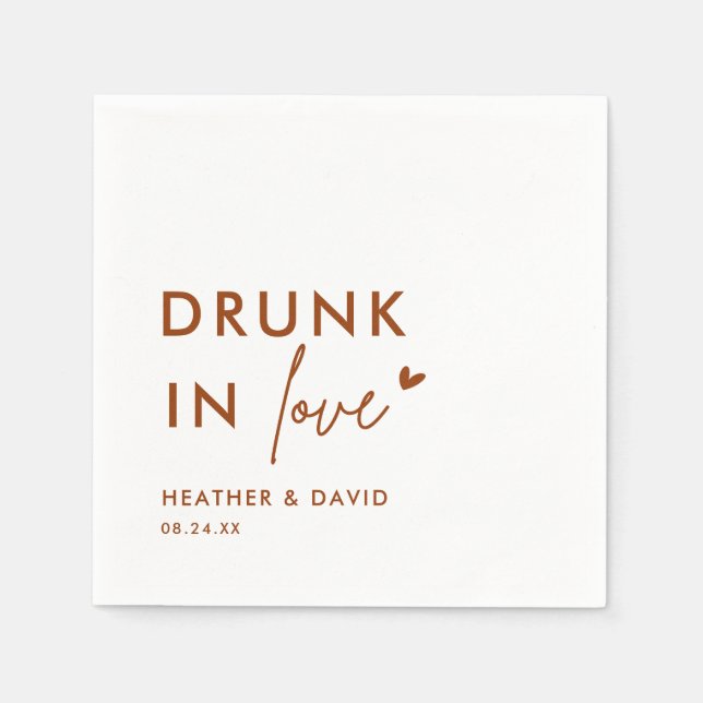 Drunk In Love Terracotta Wedding Napkins (Front)