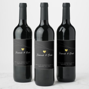 Drunk in Love Wed Modern Black Wine Label