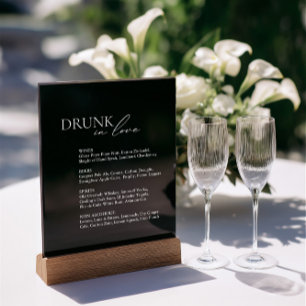 Drunk In Love Wedding Bar Menu Black Acrylic Sign