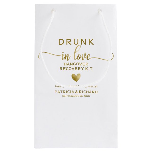 Drunk In Love Wedding Hangover Kit Small Gift Bag (Back)