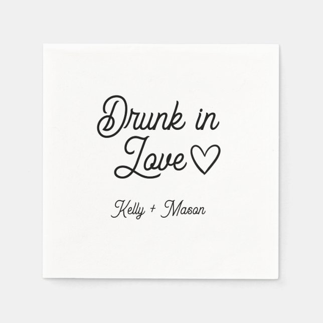 Drunk in Love | Wedding Reception Custom Cocktail Napkin (Front)