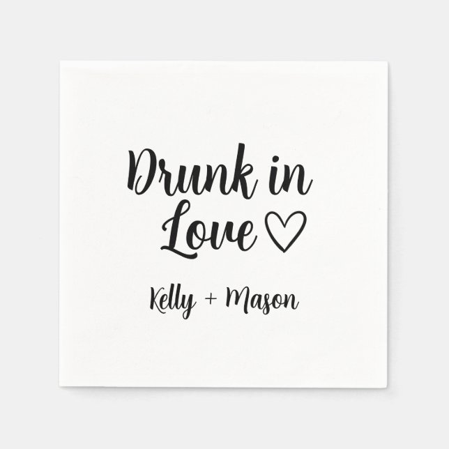 Drunk in Love | Wedding Reception Custom Cocktail  Napkin (Front)