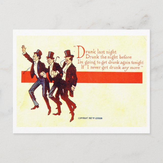 Drunk last night... 1909 Vintage Postcard (Front)