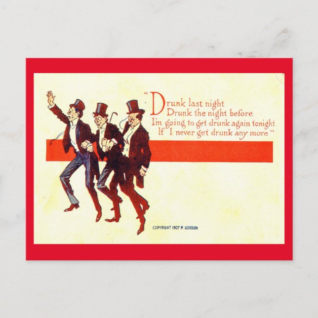 Drunk last night... 1909 Vintage Postcard (Front)