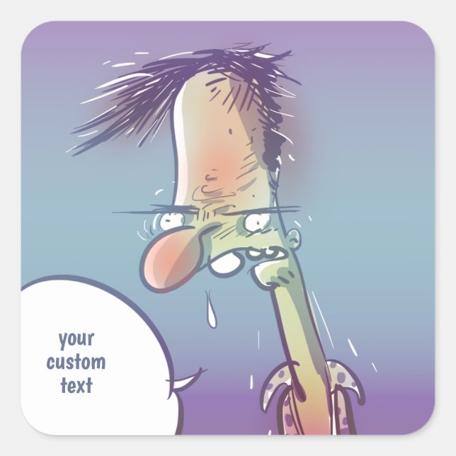 drunk man funny cartoon square sticker (Front)