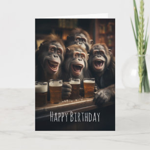 Drunk Monkeys in the Pub Funny Adult Mens Card