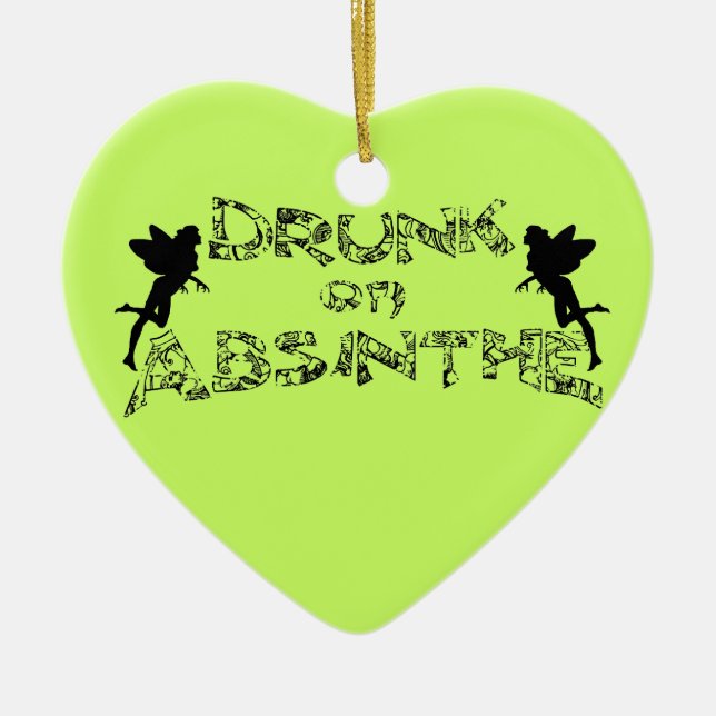 Drunk on Absinthe Ceramic Tree Decoration (Front)