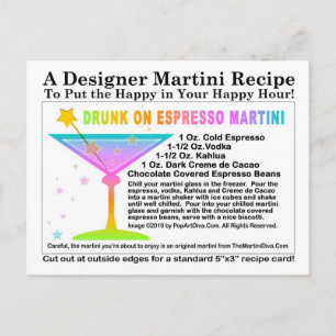 Drunk on Expresso Martini Recipe Postcard