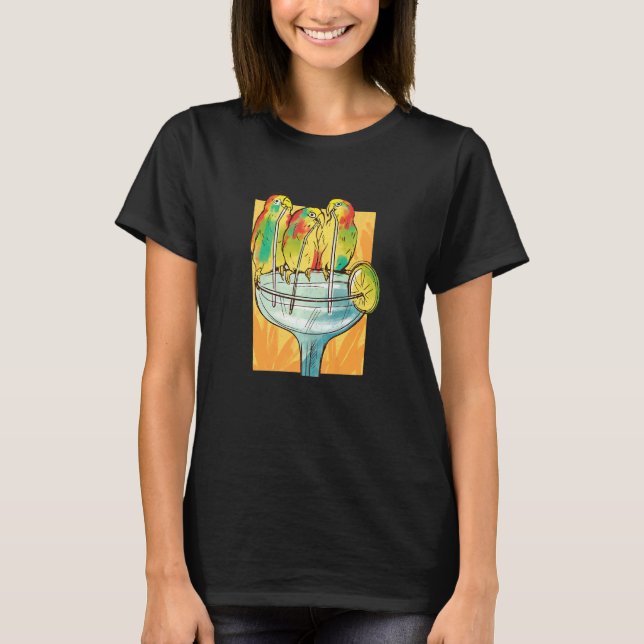 Drunk Parrots Drinking Cocktail T-Shirt (Front)