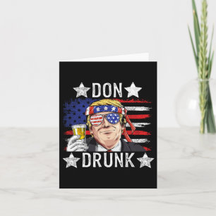 Drunk Patriotic Vintage 4th Of July Flag Funny Card