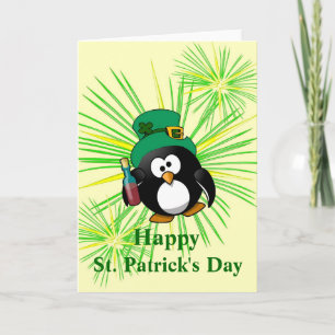 Drunk Penguin With Booze - Customisable Card
