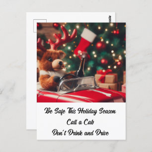 Drunk Reindeer Christmas Don't Drink and Drive Postcard