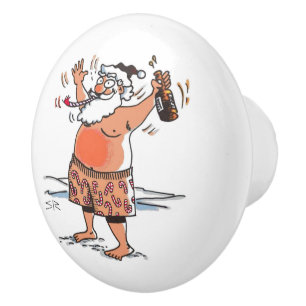 Drunk Santa ceramic knob