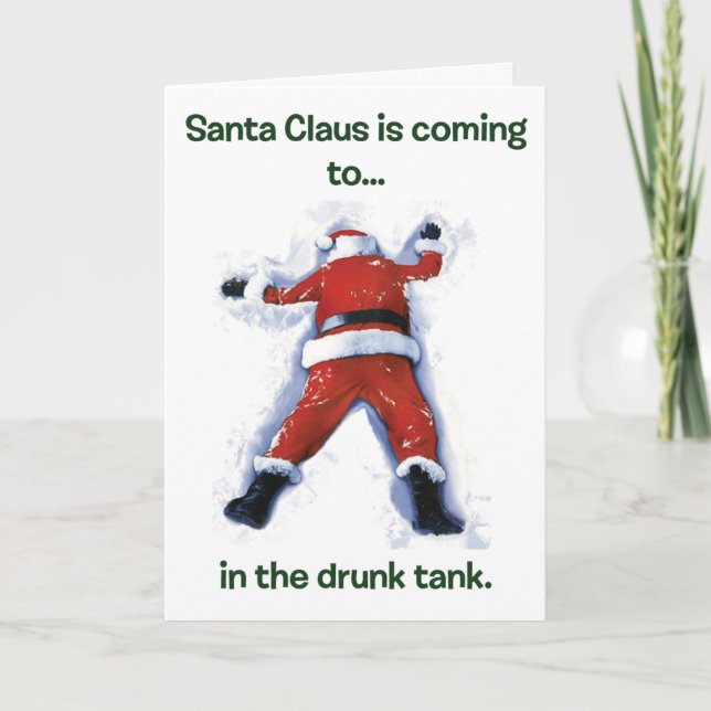 Drunk Santa Christmas Holiday Card (Front)