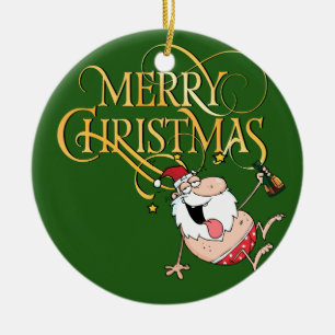 Drunk Santa Christmas Ornament