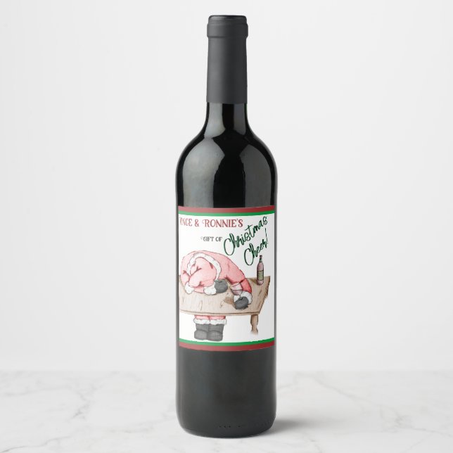 Drunk Santa Claus Wine Christmas Cheer Label (Front)