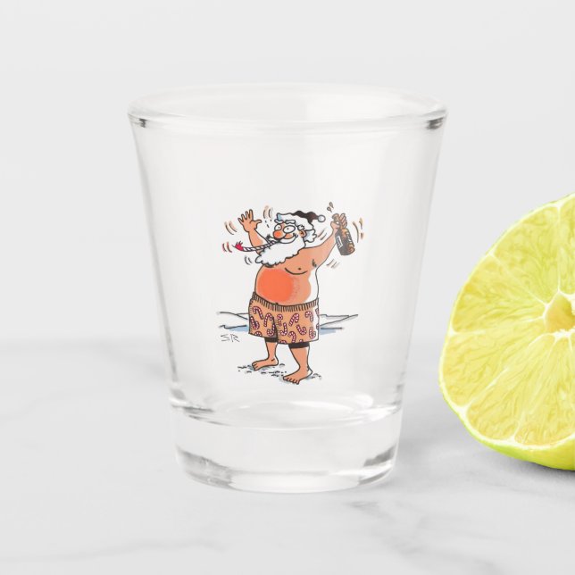 Drunk Santa clear shot glass (Front)