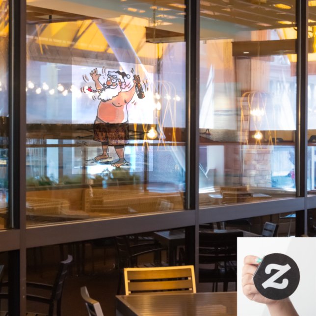 Drunk Santa large window cling front stick (Restaurant Window)