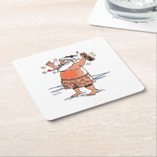 Drunk Santa paper coasters